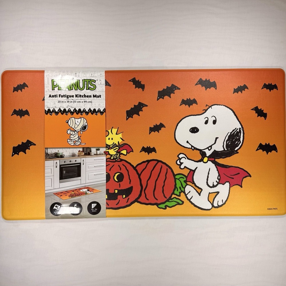 PEANUTS Snoopy Anti-Fatigue Halloween Kitchen Mat 18" X 30" Orange 🎃🦇🧛NWT